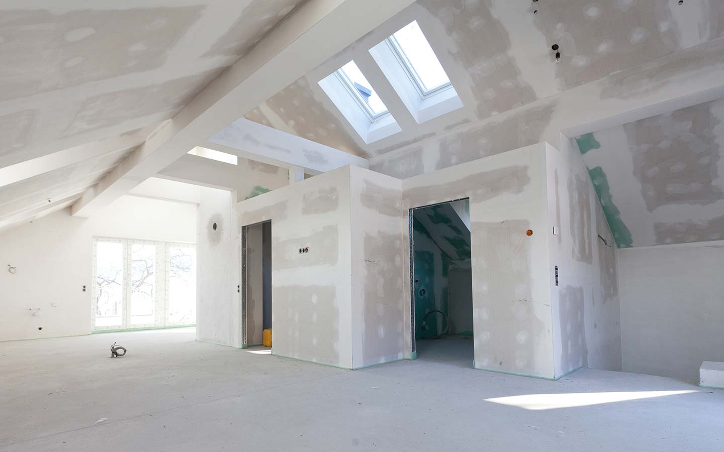 Baudesign Hamburg, Trockenbau fast fertiggestellt Trockenbau Hamburg, Dachgeschoss